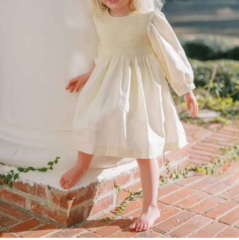 Kristin Ellen Hockman Edgehill Collection Margaret Smocked Dress Yellow 5 6 New